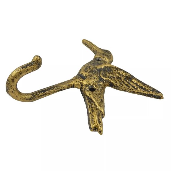 Hummingbird Wall Hook Key Holder Towel Leash Coat Hanger Rustic Gold Cas… - Picture 4 of 4